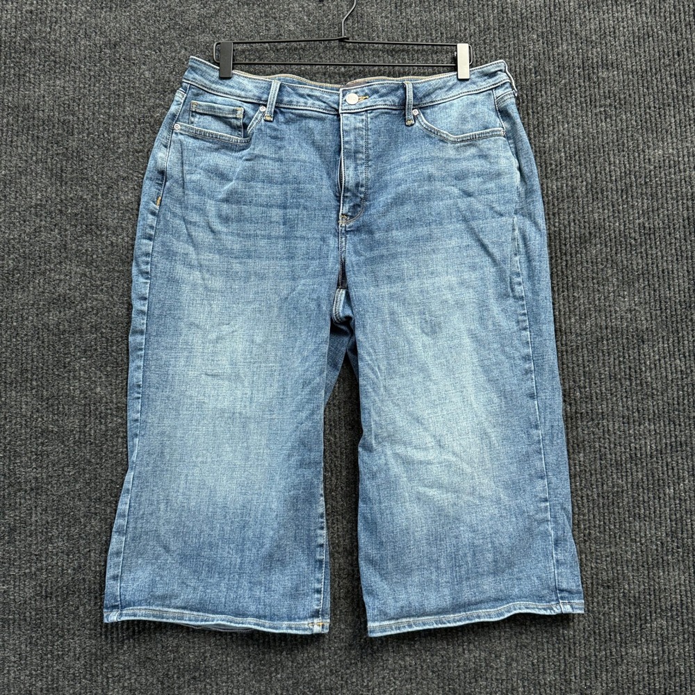 NYDJ Seline Women's 14 Lift Tuck Wide Leg Cropped Capri Jeans Light Wash